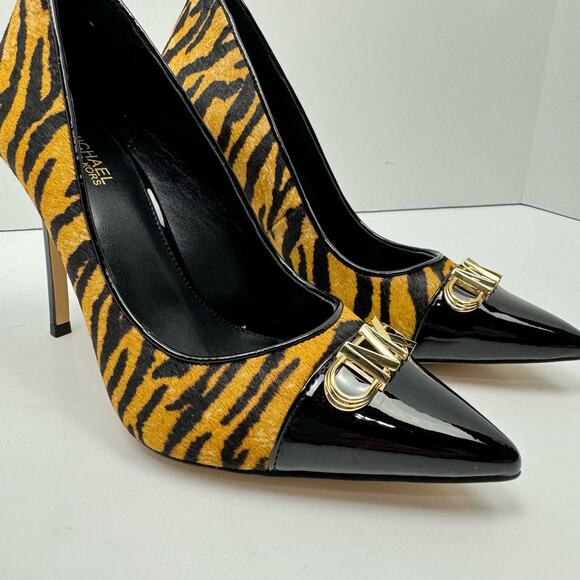 NEW MICHAEL Michael Kors Parker Tiger Print Calf Hair and Leather High Heel Pump - Picture 8 of 12